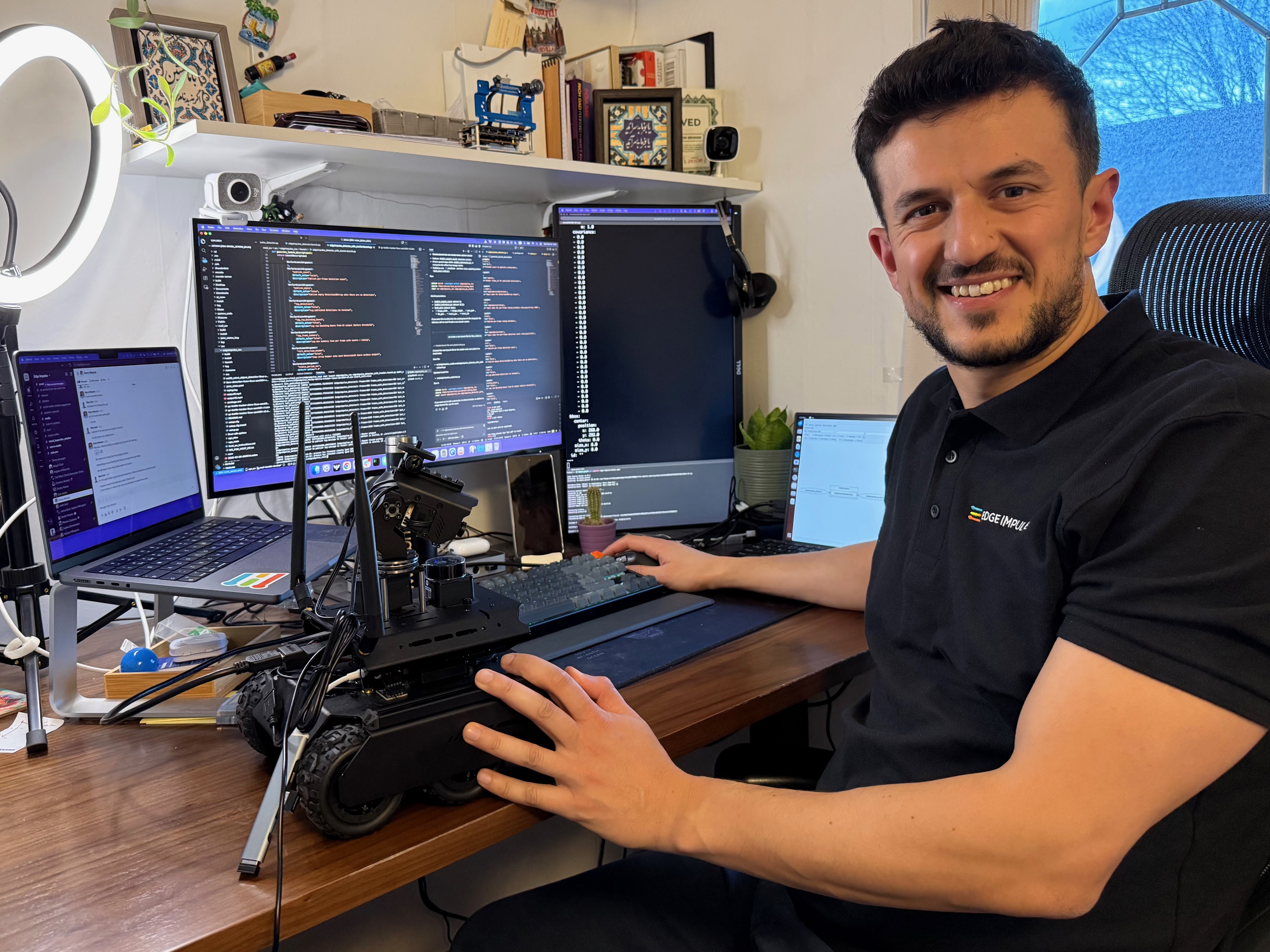 Moe at the robotics workstation